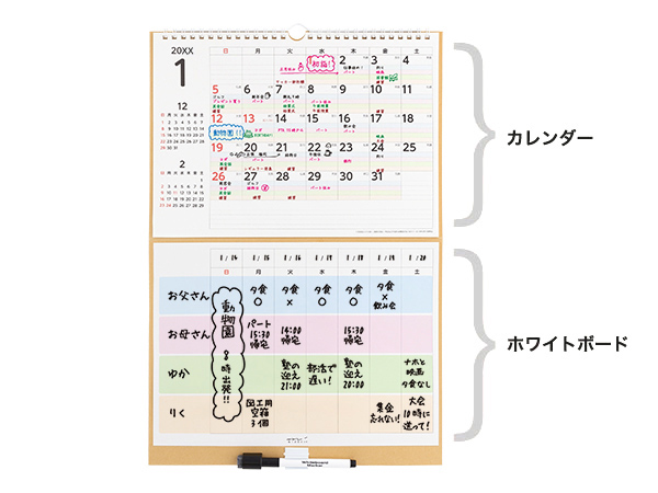 23年版カレンダー ホワイトボードカレンダー M 家族 ミドリオンラインストア