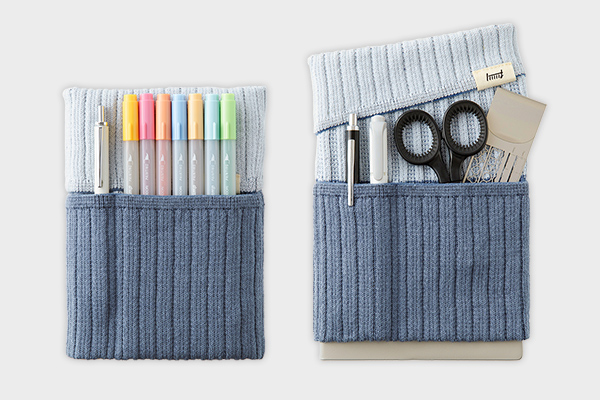 MIDORI Knitted Book Band with Pockets - Two-Tone Light Blue